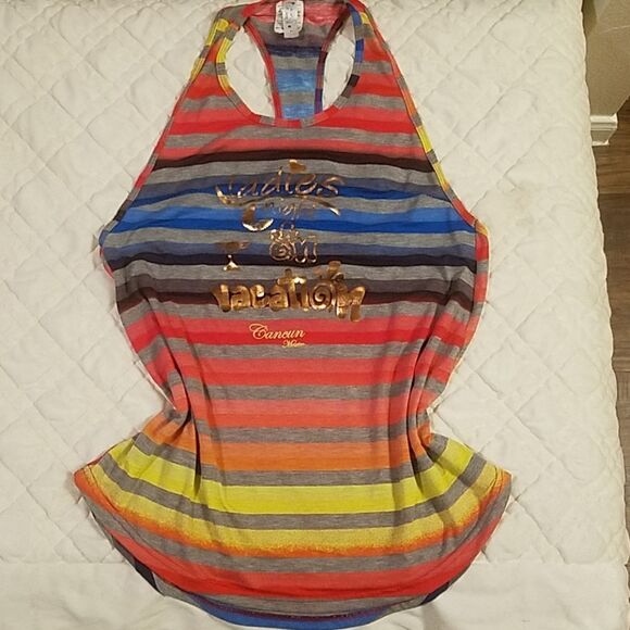 Women's Tank Large L Rainbow Cancun - Picture 1 of 3